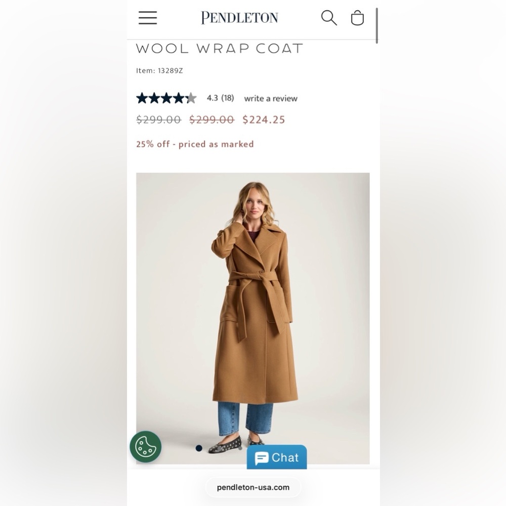 Pendleton Tan Wool Coat